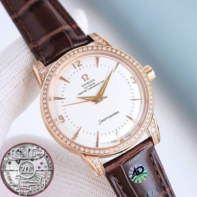 Omega Seamaster 8806 Movement 316L Steel Italian Cowhide Leather Strap Watch